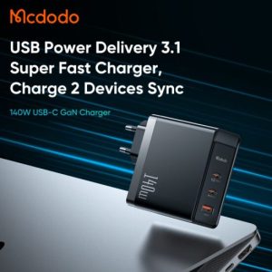شارژر آداپتور دیواری 3 پورت 140 وات مدل MCDODO CH-2911 GaN5 Pro مک دودو